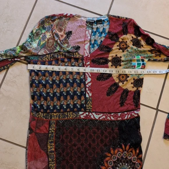 Desigual Cashmere Sweater “Michelle" Multicolor V-neck Long Sleeve Size L - Picture 8 of 13